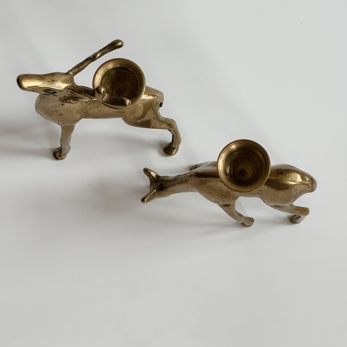 Vintage Mid-Century Brass Deer Candlesticks | Set of 2
