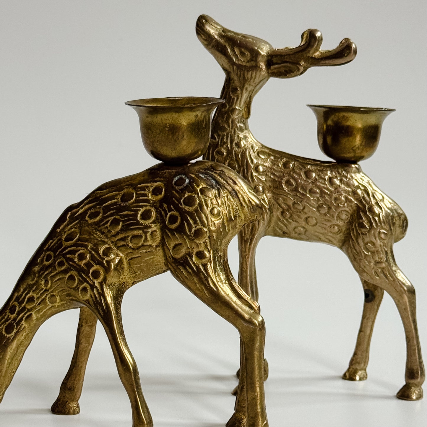 Vintage Mid-Century Brass Deer Candlesticks | Set of 2