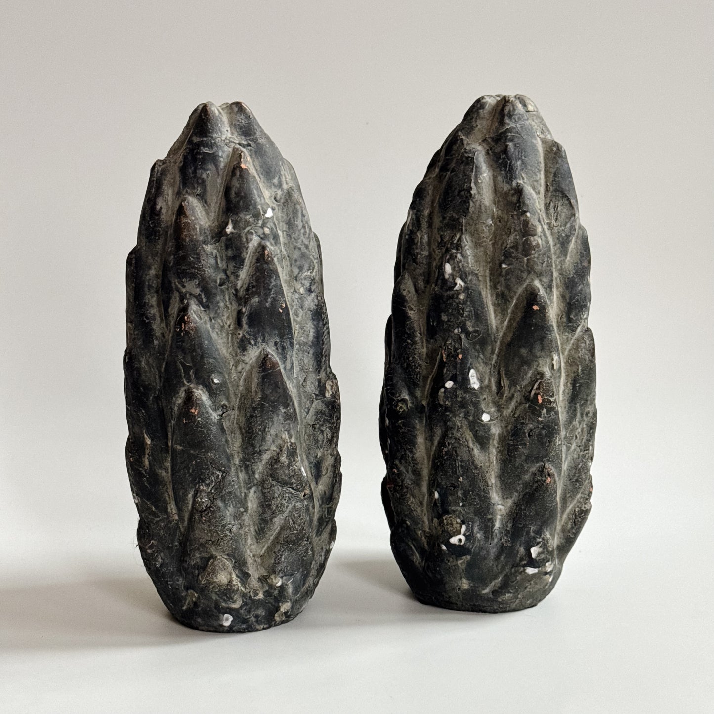 Vintage Calcite Pinecone Statues | Set of 2