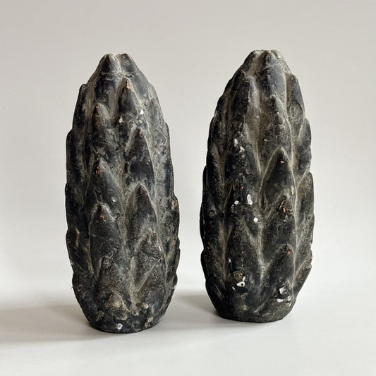 Vintage Calcite Pinecone Statues | Set of 2