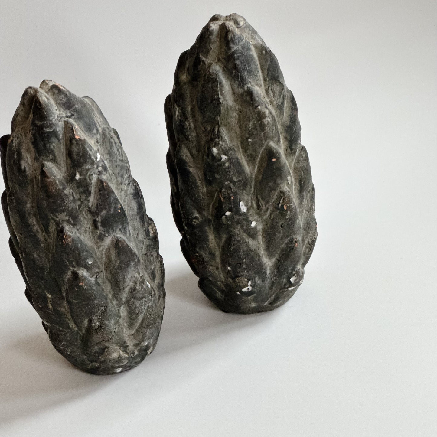 Vintage Calcite Pinecone Statues | Set of 2