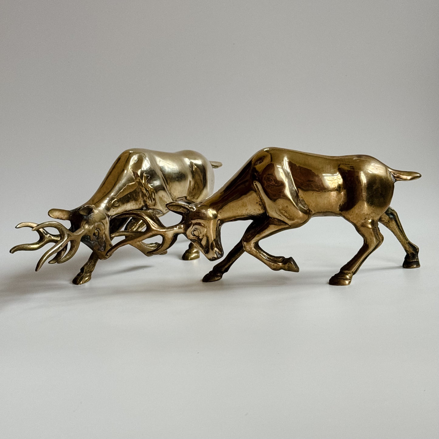 Vintage Solid Brass Stag Duo
