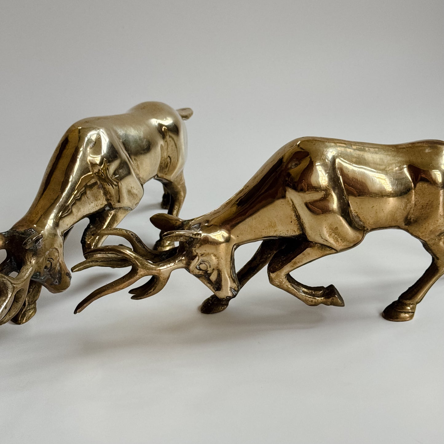 Vintage Solid Brass Stag Duo