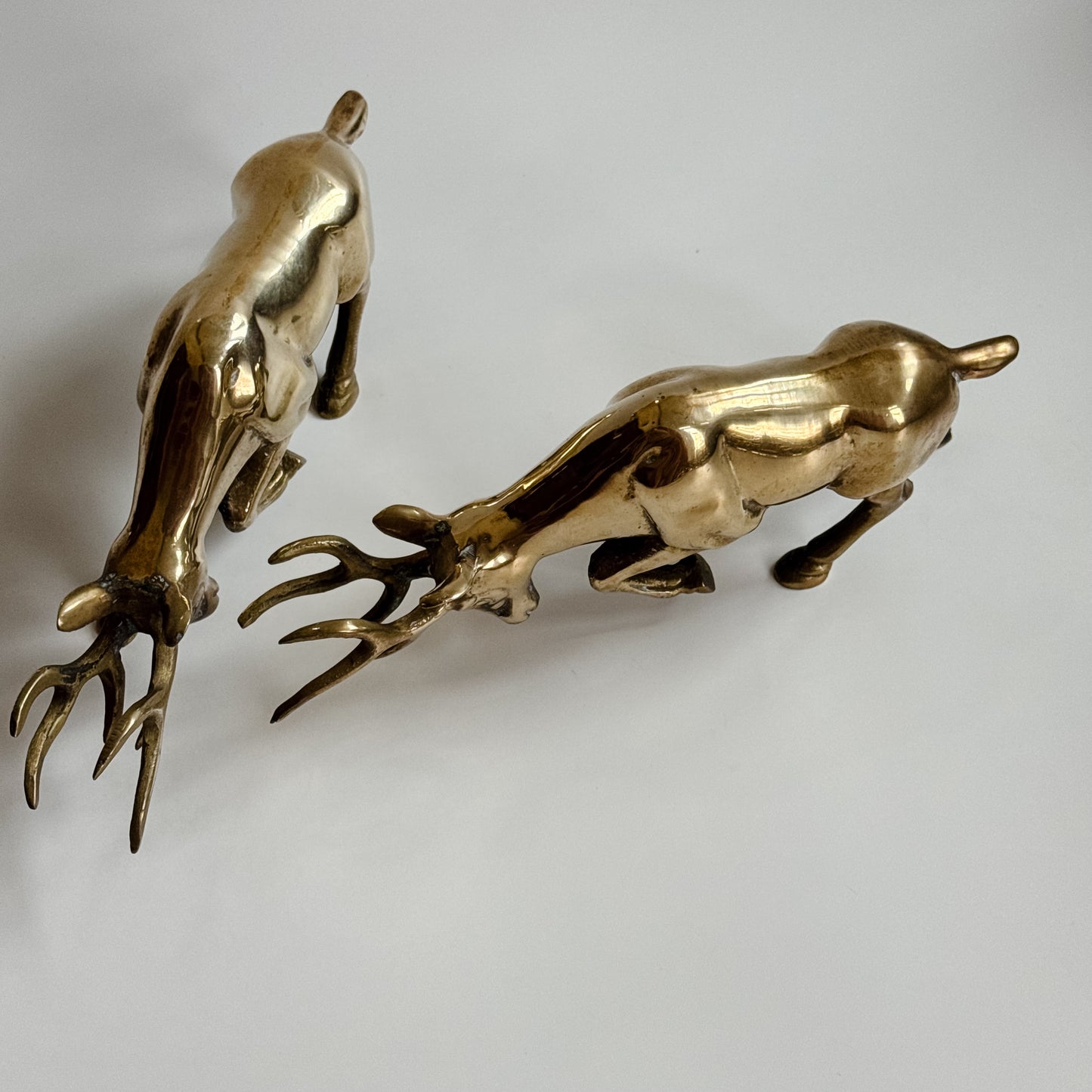 Vintage Solid Brass Stag Duo