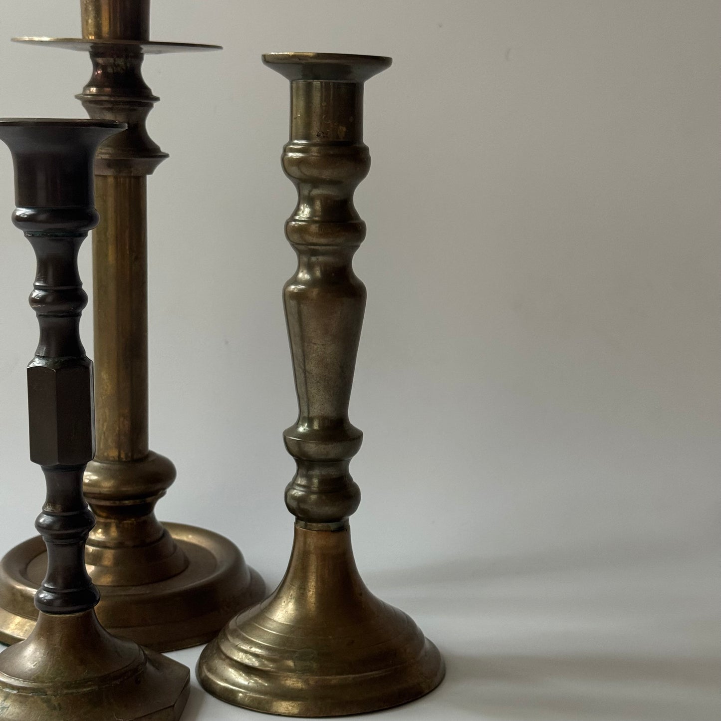 Vintage Solid Brass Candlestick Bundle | Set of 3