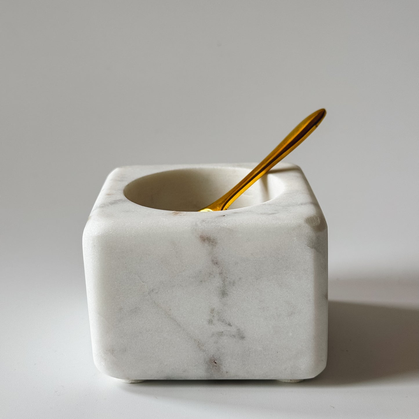 Marble + Brass Salt Cellar