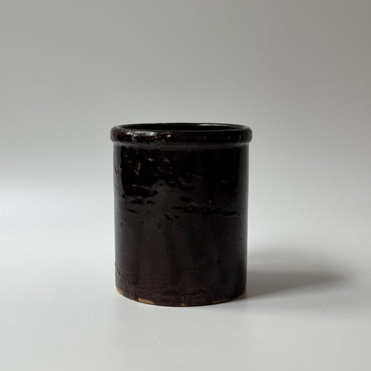 Vintage Brown Enameled Crock