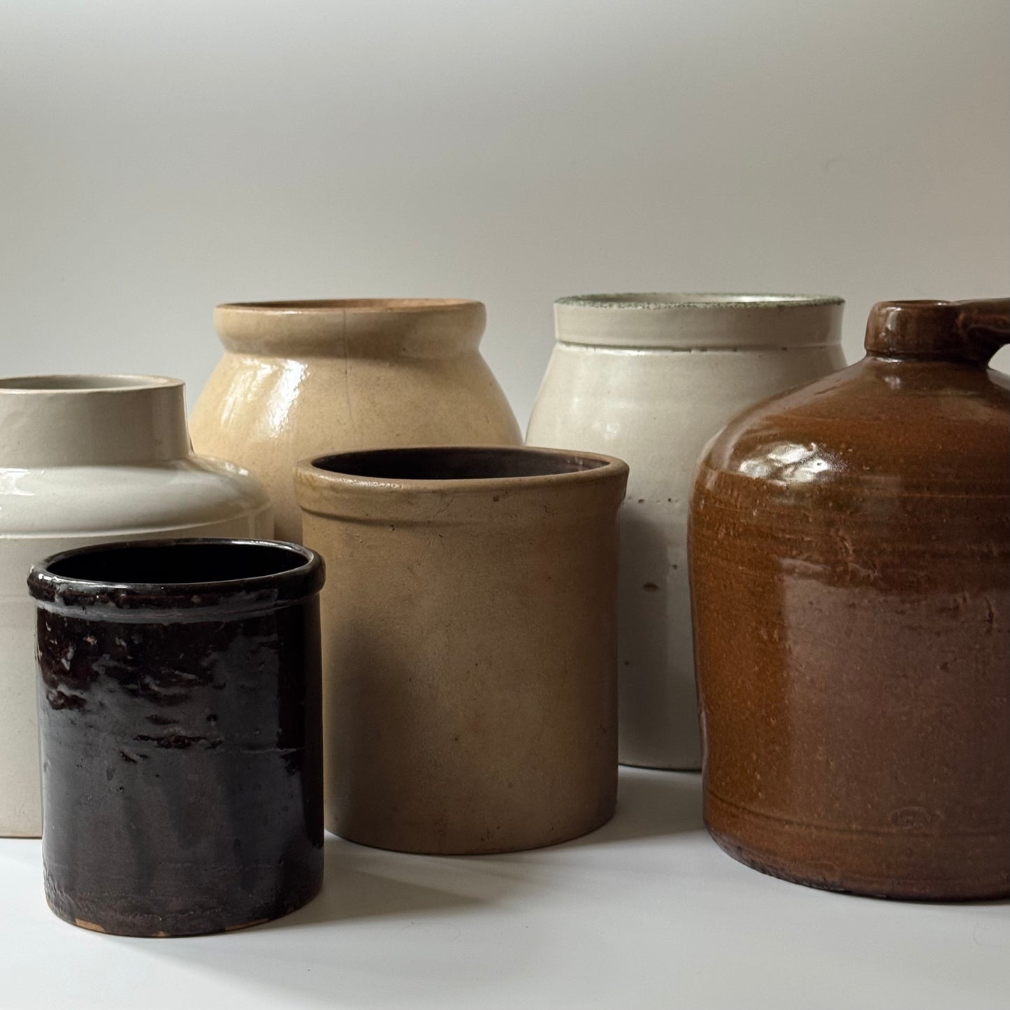 Vintage Matte Stoneware Crock & Vase