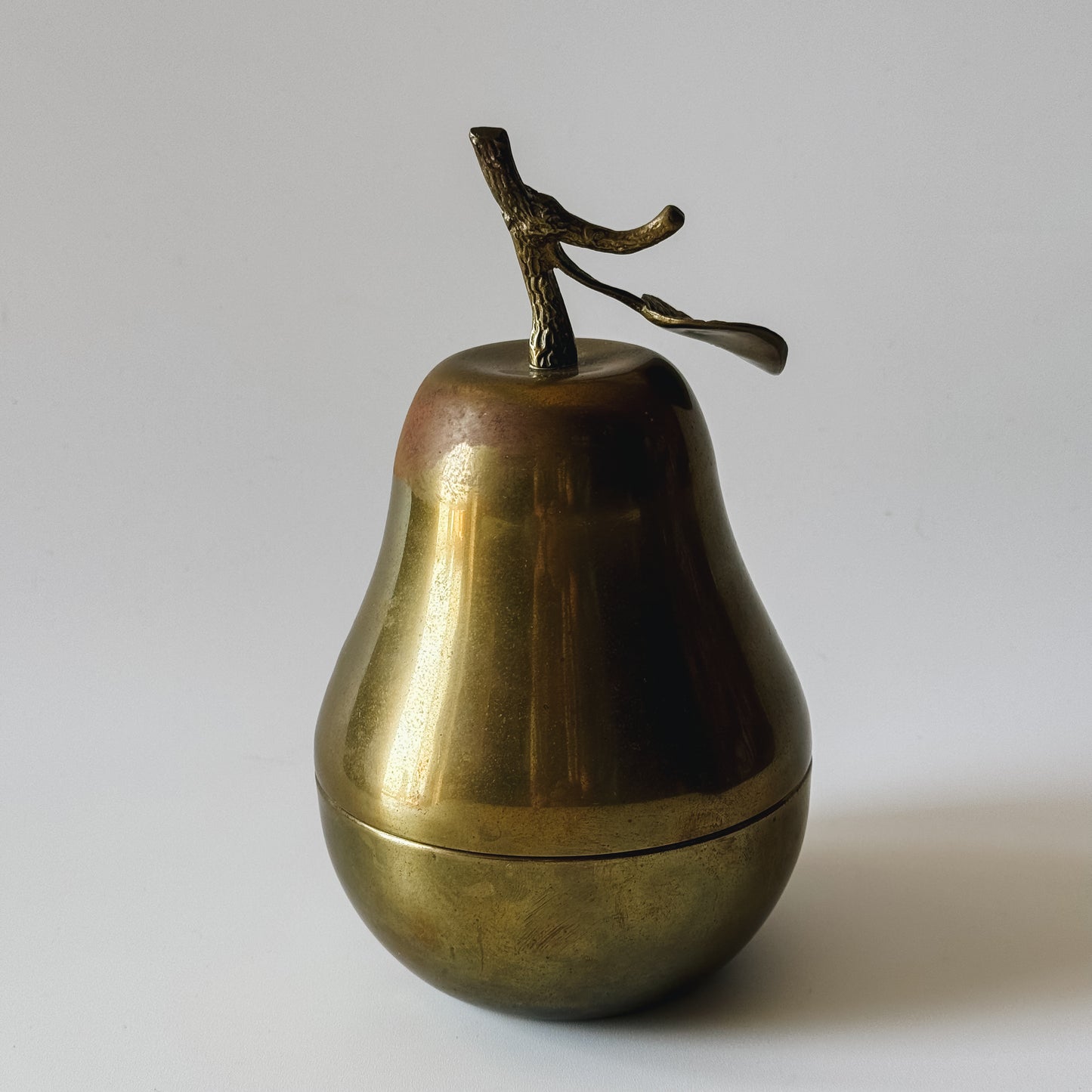 Vintage Brass Lidded Pear Catchall