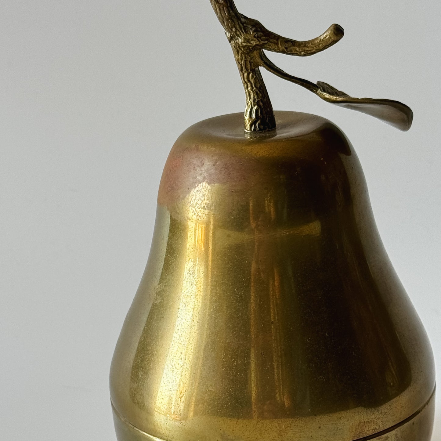 Vintage Brass Lidded Pear Catchall