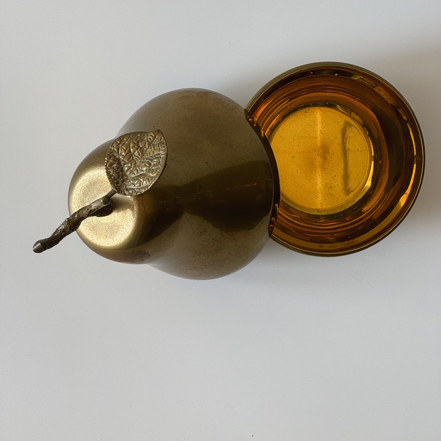 Vintage Brass Lidded Pear Catchall