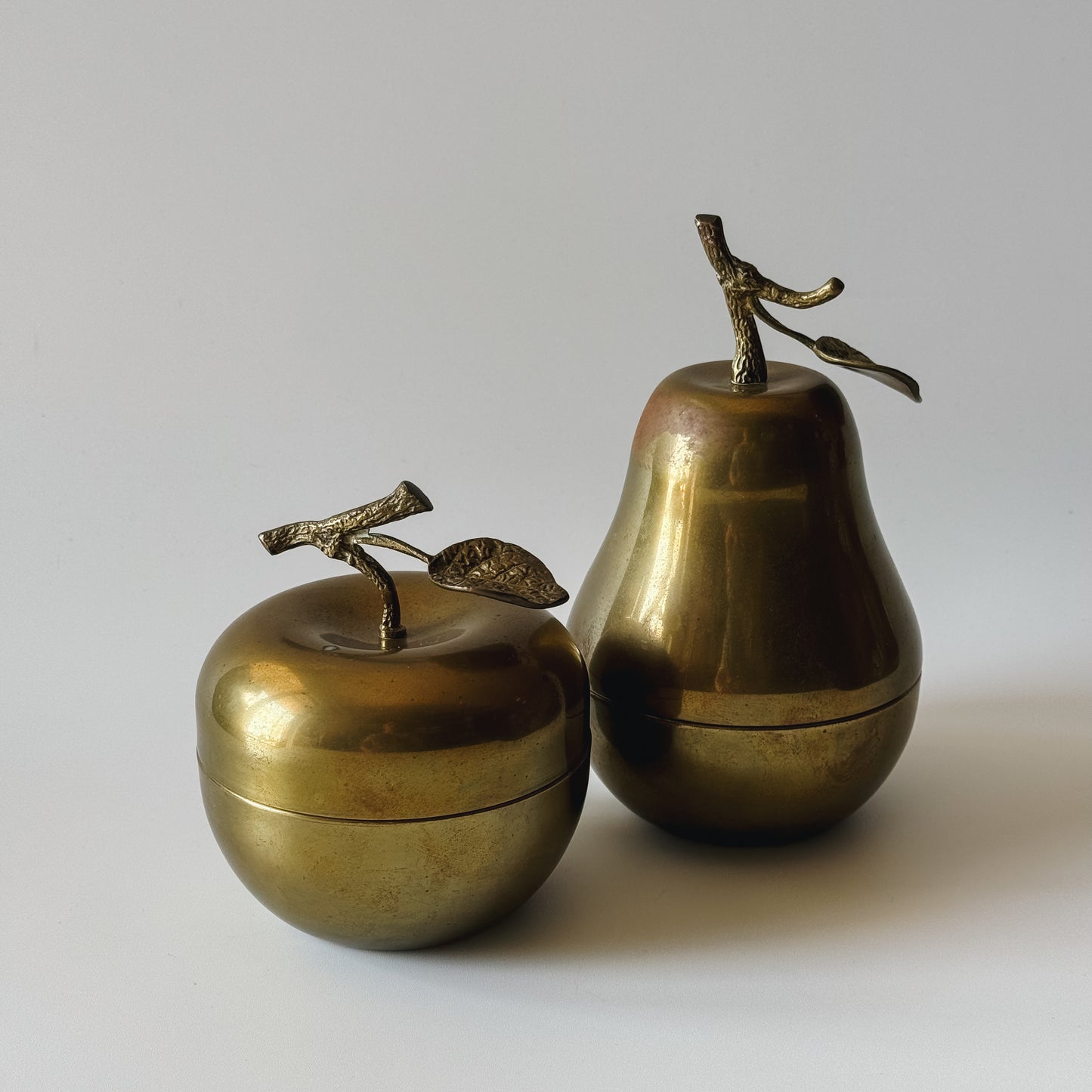 Vintage Brass Lidded Pear Catchall