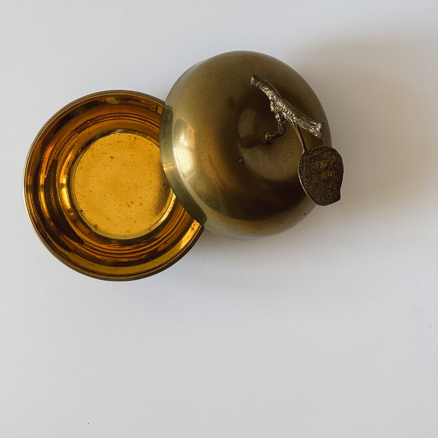 Vintage Brass Lidded Apple Catchall