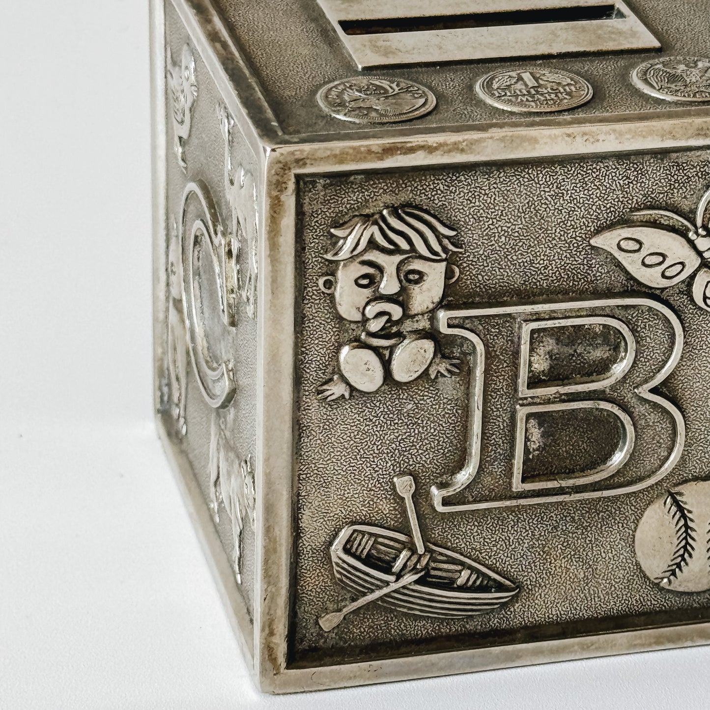 Vintage Leonard Silver Baby Block Bank