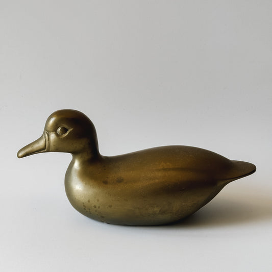 Vintage Solid Brass Mid-Century Duck