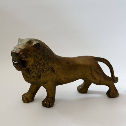 Vintage Large Brass Standing Lion