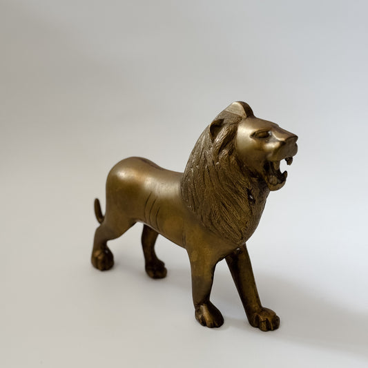 Vintage Brass Standing Lion