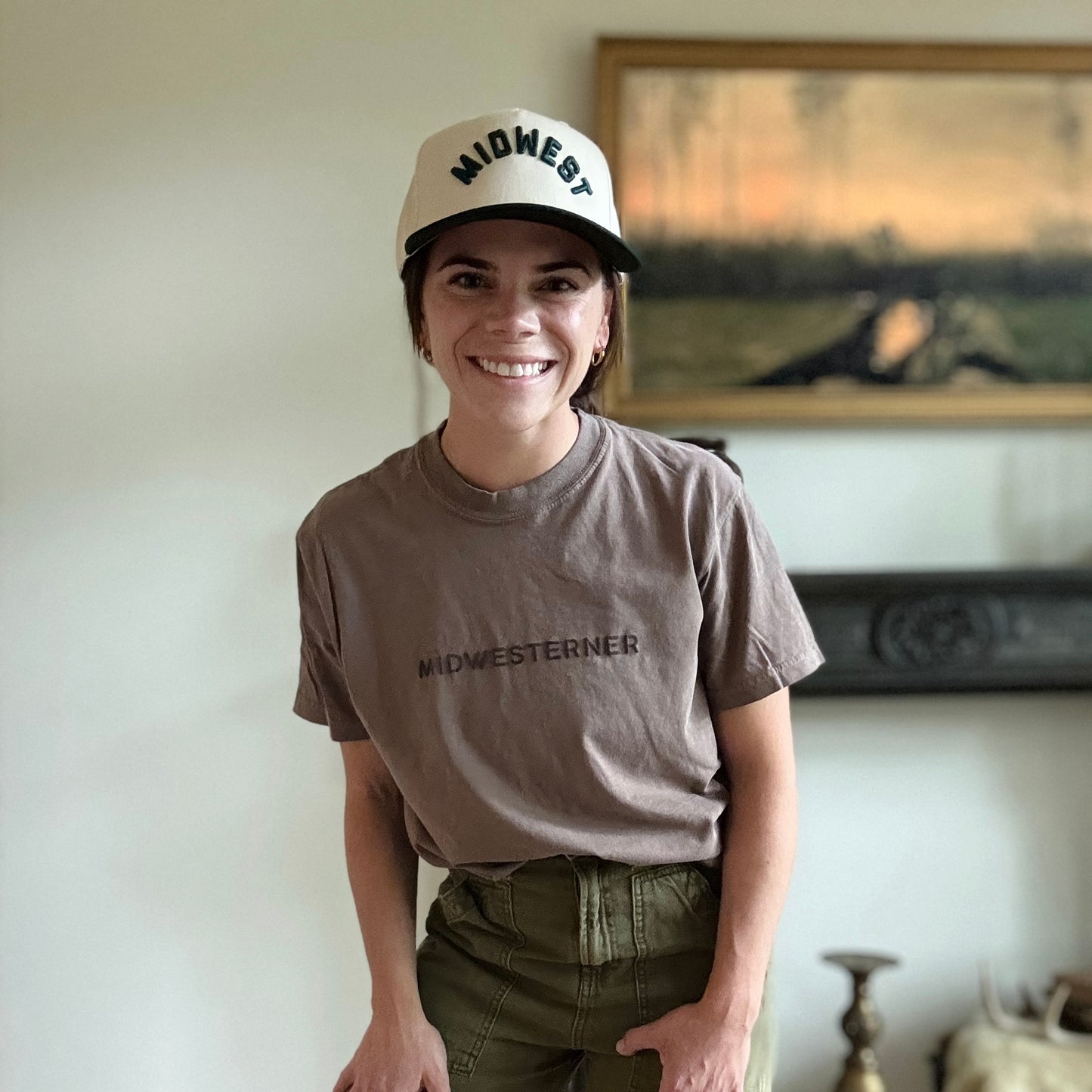 Midwesterner Puff Print Tee | Mocha