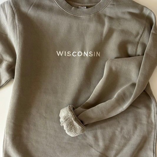 Wisconsin Embroidered Crew | Ash