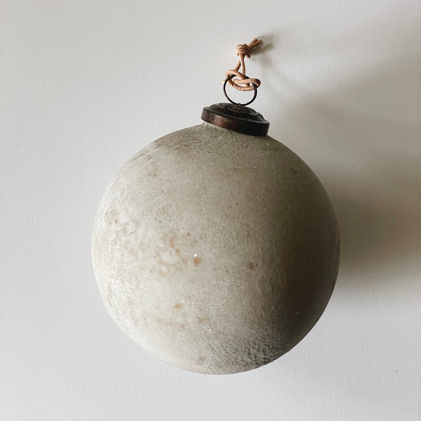 Vintage Style Distressed Ivory Ball Ornament | Md