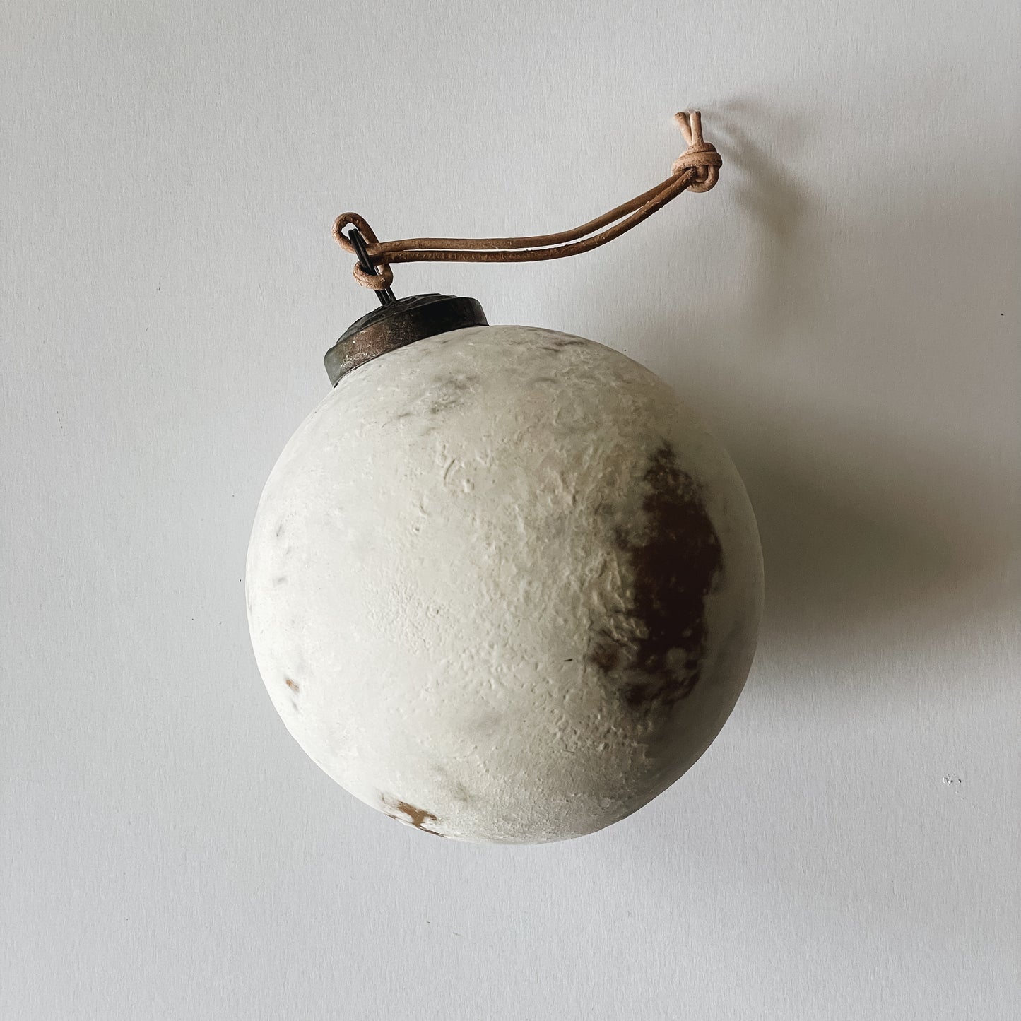 Vintage Style Distressed Ivory Ball Ornament | Sm