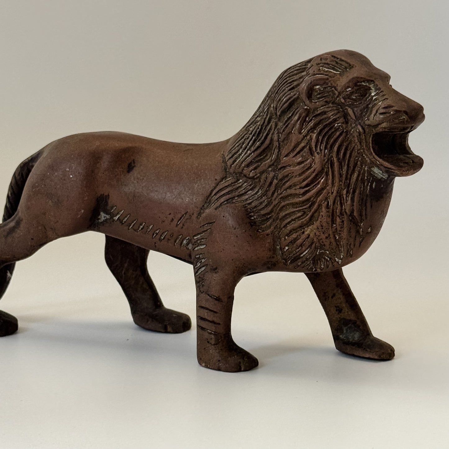 Vintage Solid Brass Standing Lion