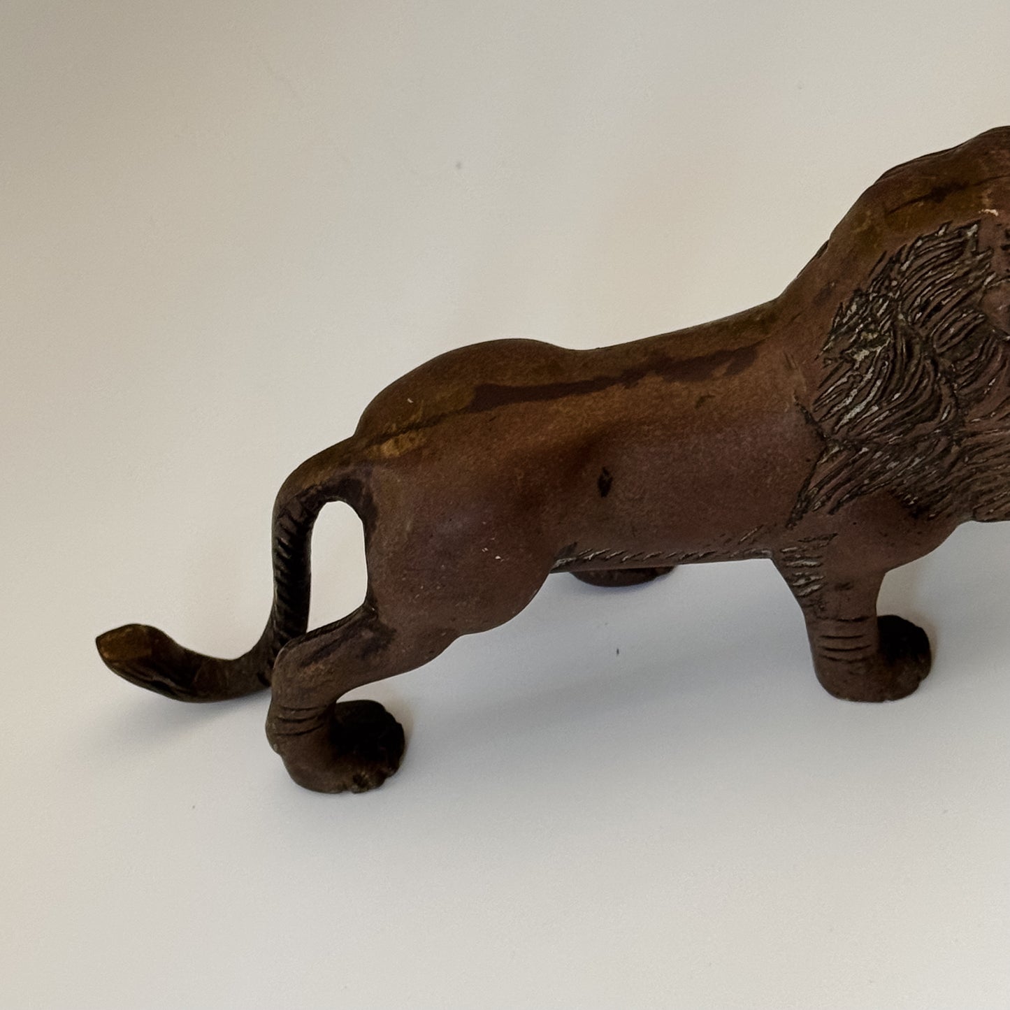 Vintage Solid Brass Standing Lion