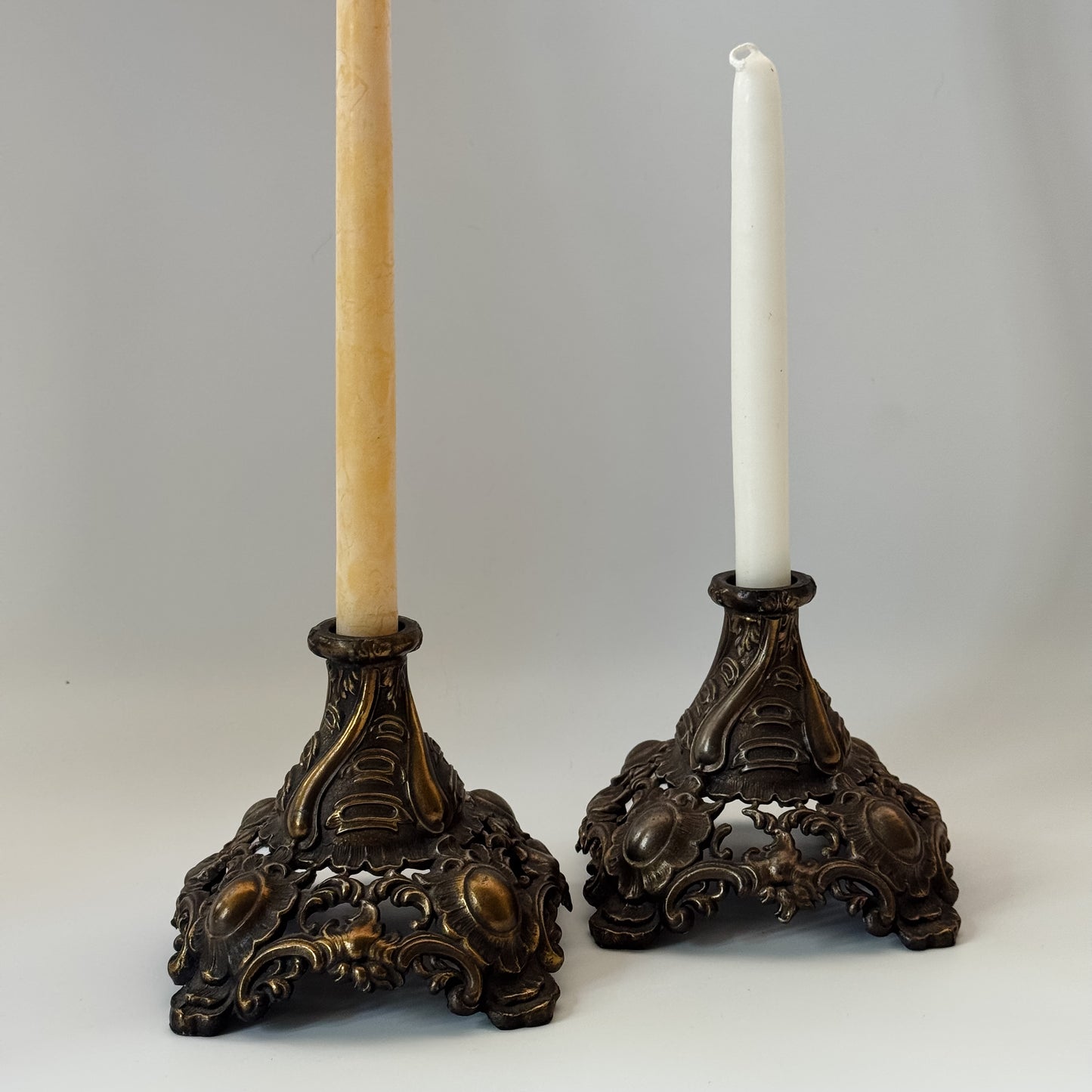 Vintage Ornate Brass Bases/Candlestick Holders