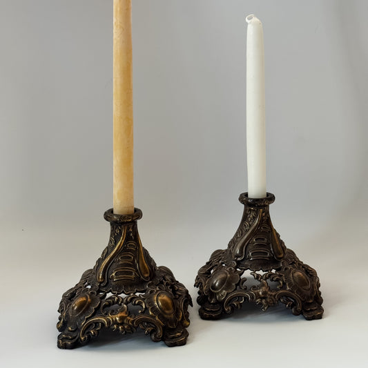 Vintage Ornate Brass Bases/Candlestick Holders