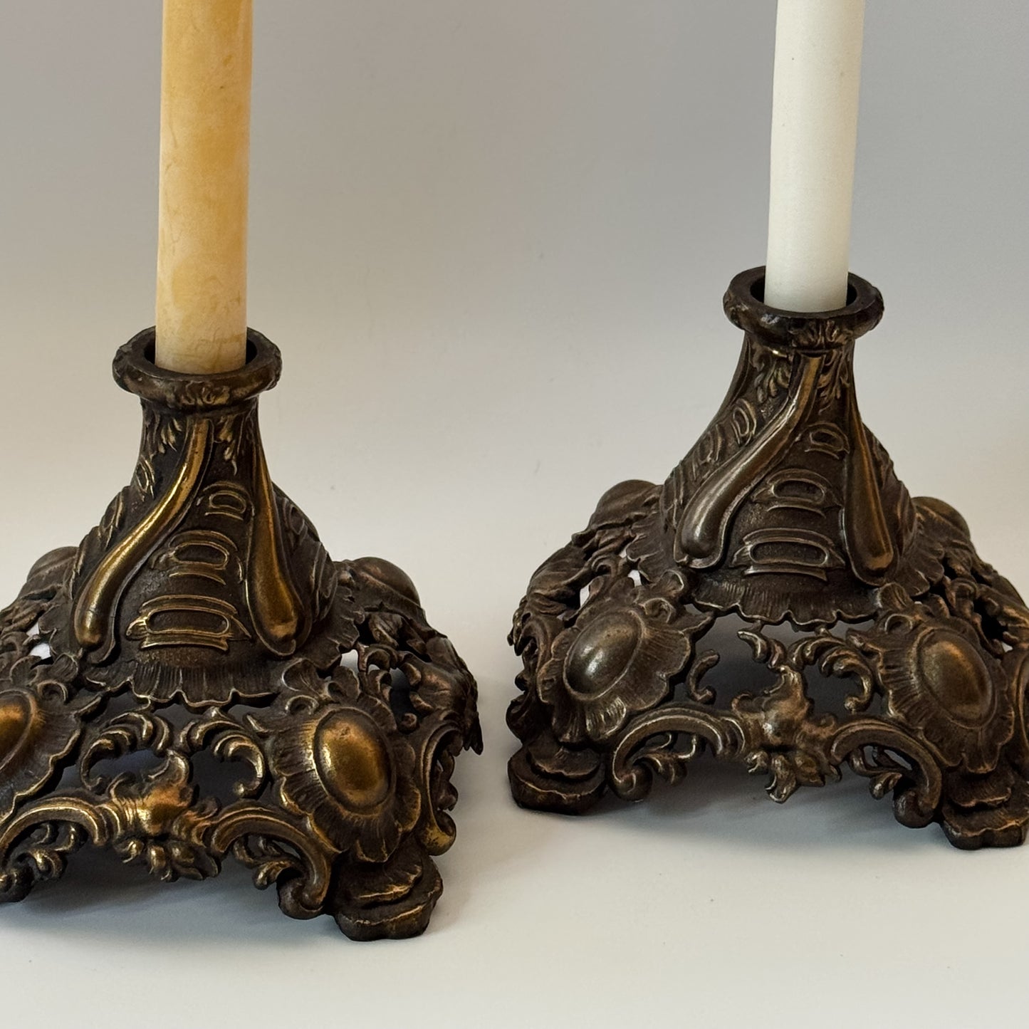 Vintage Ornate Brass Bases/Candlestick Holders