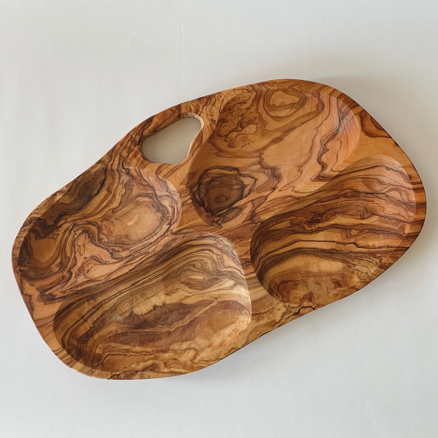Natural Olive Wood Appetizer Tray w/ Handle