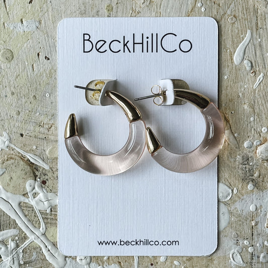 BeckHillCo Handmade Earrings | Resin+Gold | Peony