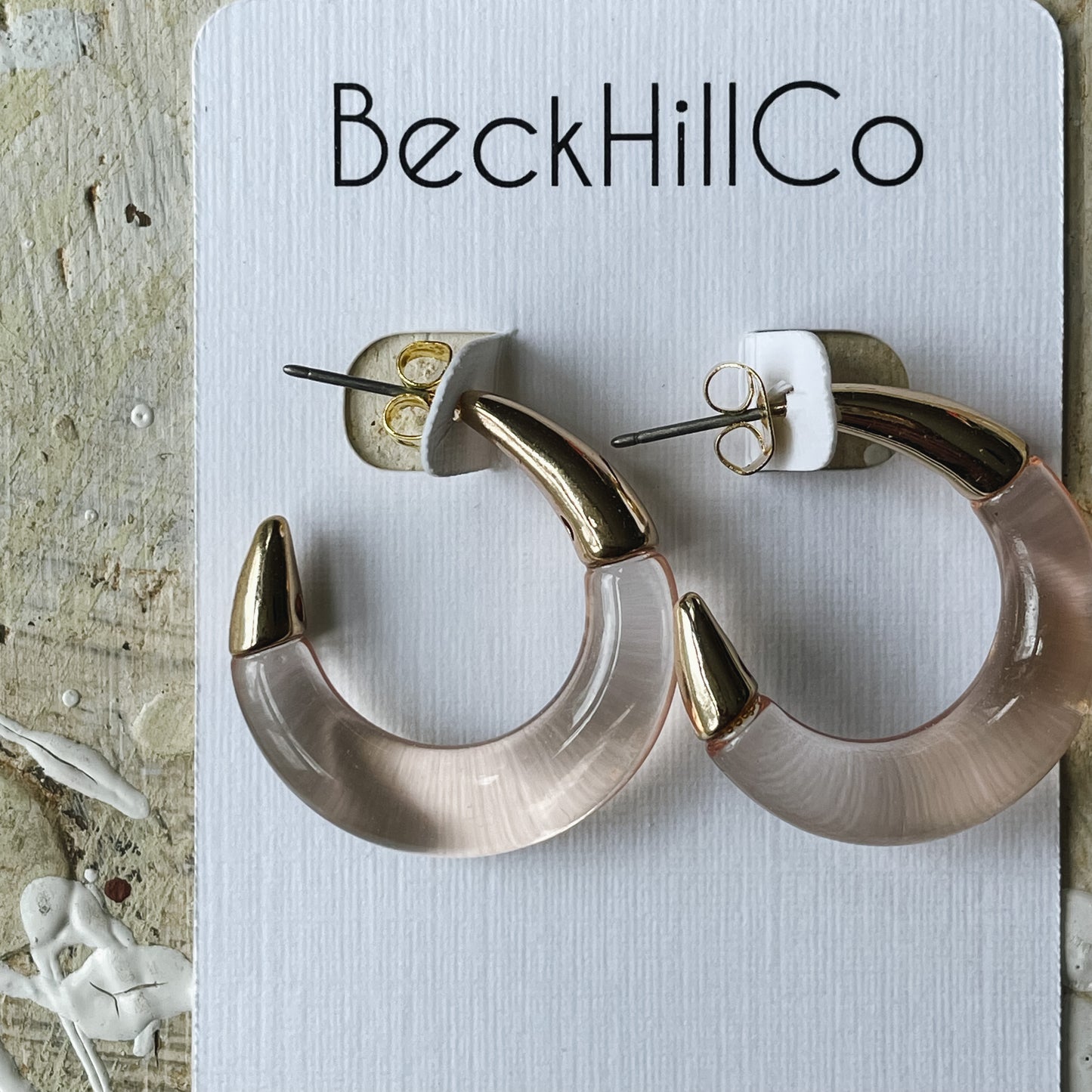 BeckHillCo Handmade Earrings | Resin+Gold | Peony
