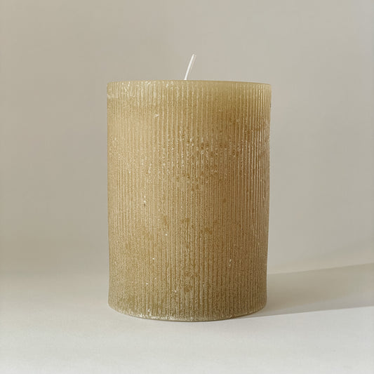 Ivory Pleated Pillar Candle | Sm
