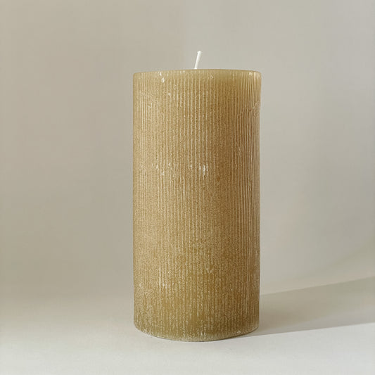Ivory Pleated Pillar Candle | Md
