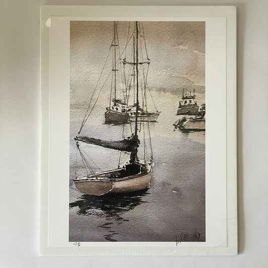 Ben Otten Original Print | Gone Sailing, Lake Michigan, WI